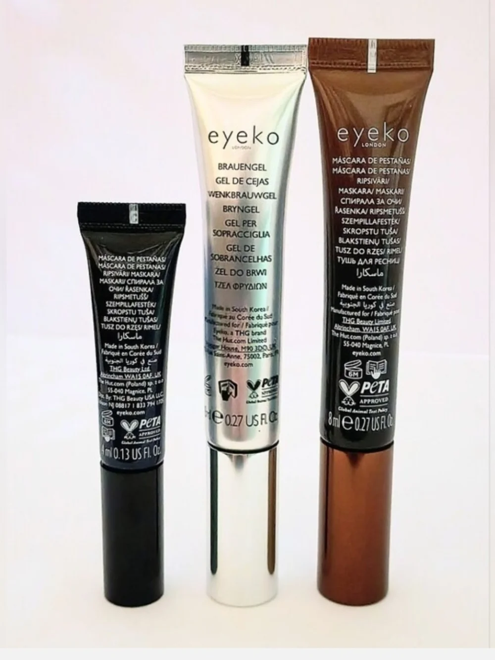 NEW Eyeko London Lash Alert Mascara Bundle Black Brown & Clear Brow Gel 3 Pc